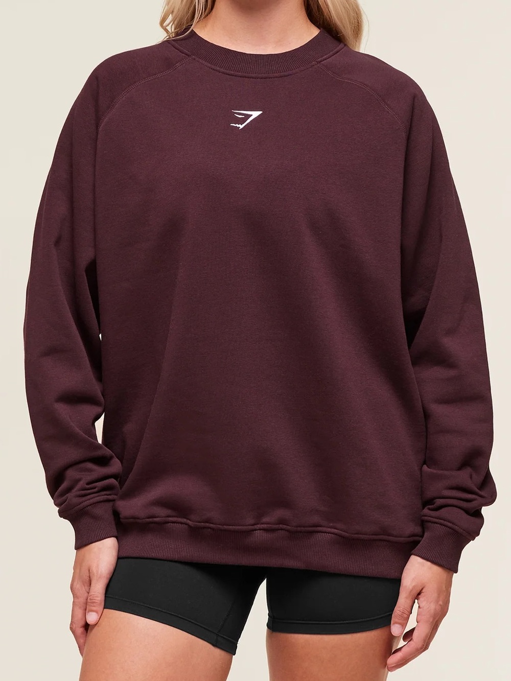 Gymshark Training Oversized Fleece Sweatshirt Cherry Purple Dark Brown